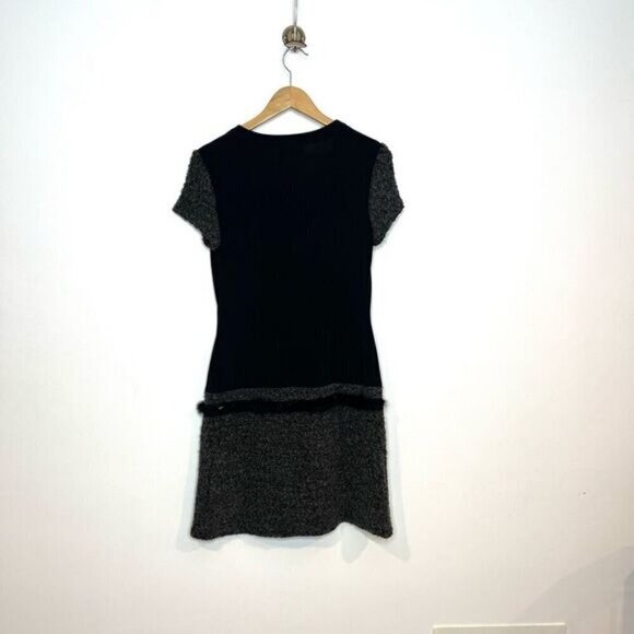 Joseph Ribkoff Women’s Size 6 Boucle Sequined Bow Sheath Dress Black Grey Beaded - Picture 7 of 15